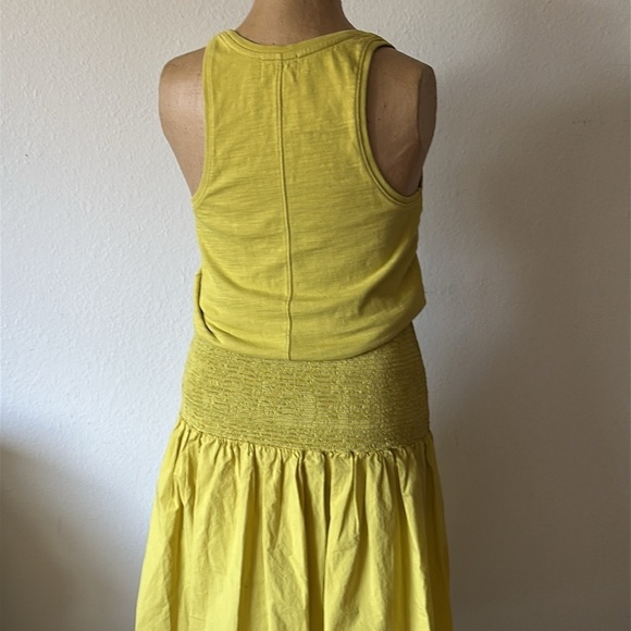 National Ltd sz XS cotton bright yellow tank dress with elastic fold over waist - Picture 4 of 9